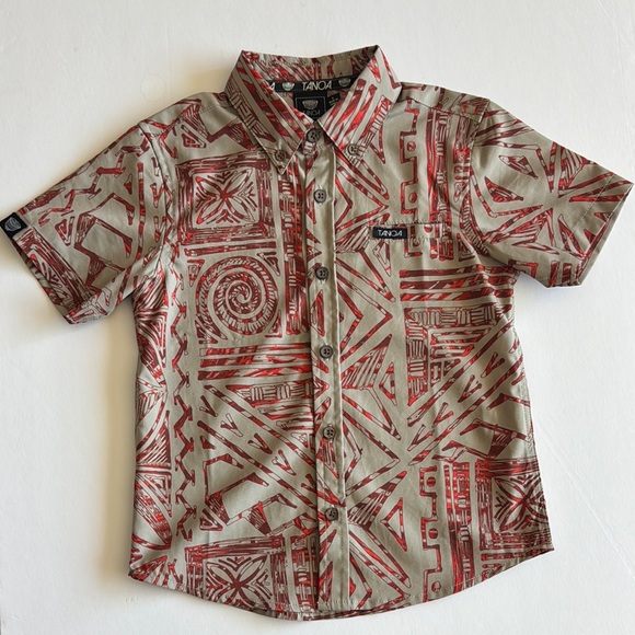 Tanoa Kids Red and Gray Patterned Shirt - Picture 1 of 1